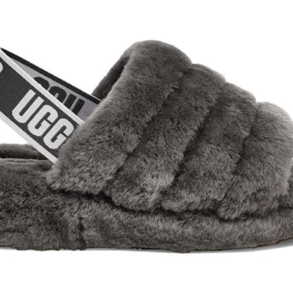 UGG Women's Fluff Yeah Grey Slippers - Picture 7 of 9
